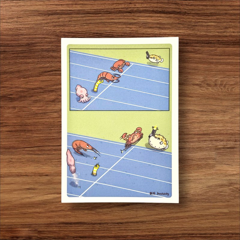 插画梗图 双面卡片 ∣ 超经典海鲜赛跑 - 卡片/明信片 - 纸 