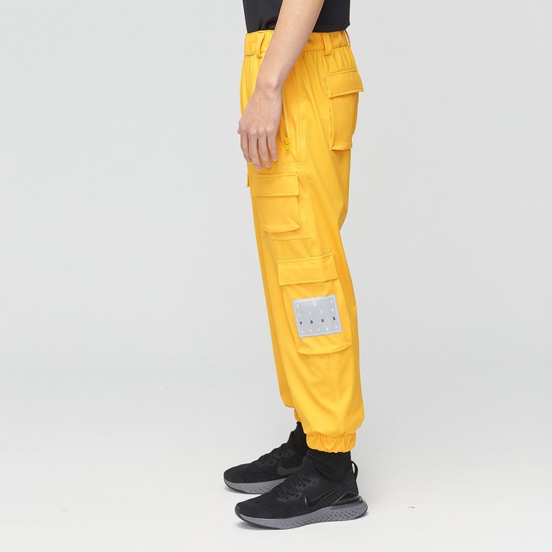 【限时5折】台湾制-环保纱/速干机能工装裤(男)-金盏花橘 - 男士长裤 - 聚酯纤维 黄色