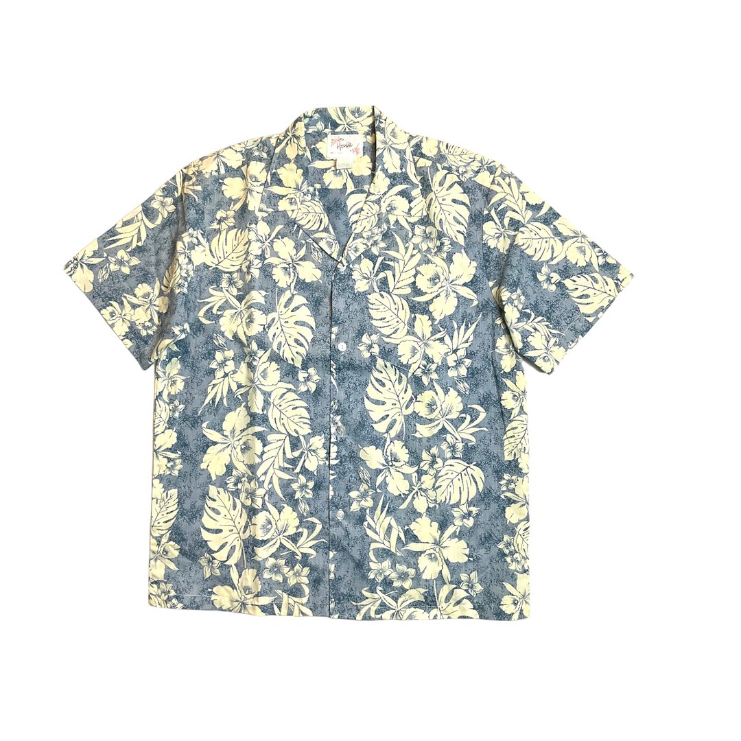 古着80s Howie 反面布渲染扶桑花夏威夷衬衫 - 男装衬衫 - 其他人造纤维 蓝色
