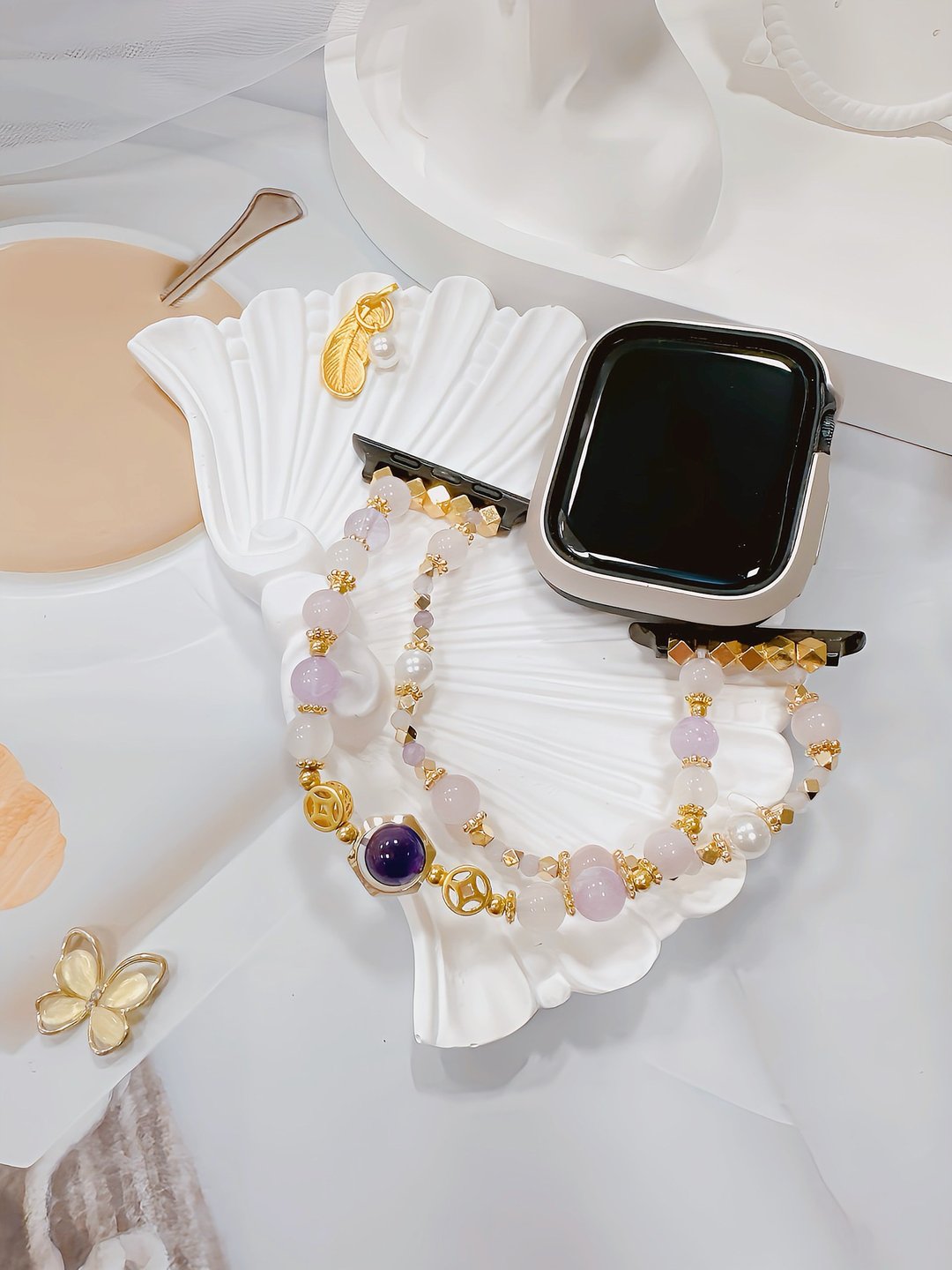 心想饰成水晶手作 夏日苏打气泡葡萄色 apple watch 手表链 表带 - 表带 - 水晶 紫色