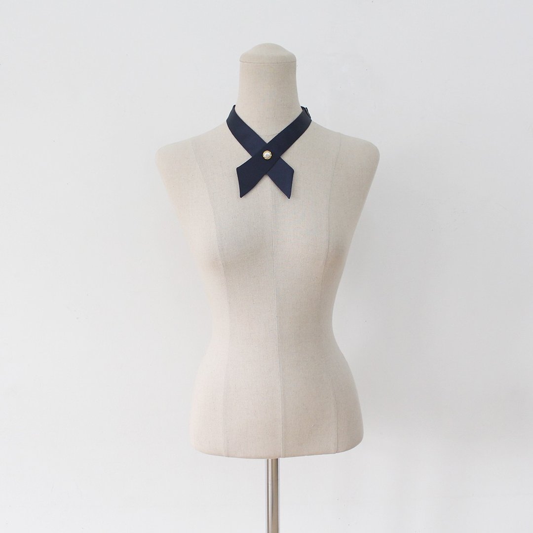 Navy crosstie,necktie,Navy neck tie for woman,wedding,Black crosstie - 领带/领带夹 - 其他材质 蓝色