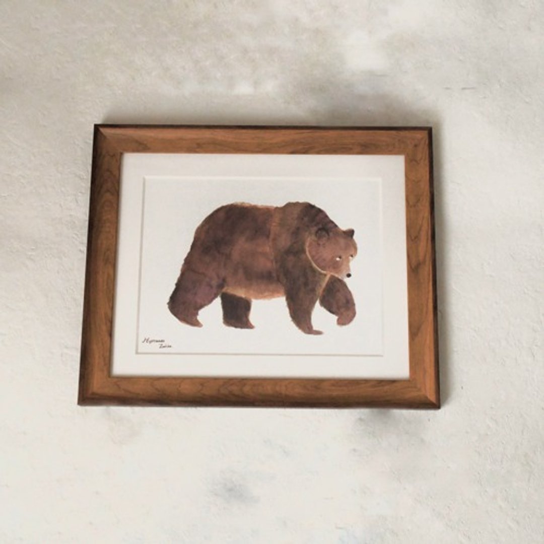 Bearish bear poster (A4 size) [Framed A] - 海报/装饰画/版画 - 纸 咖啡色
