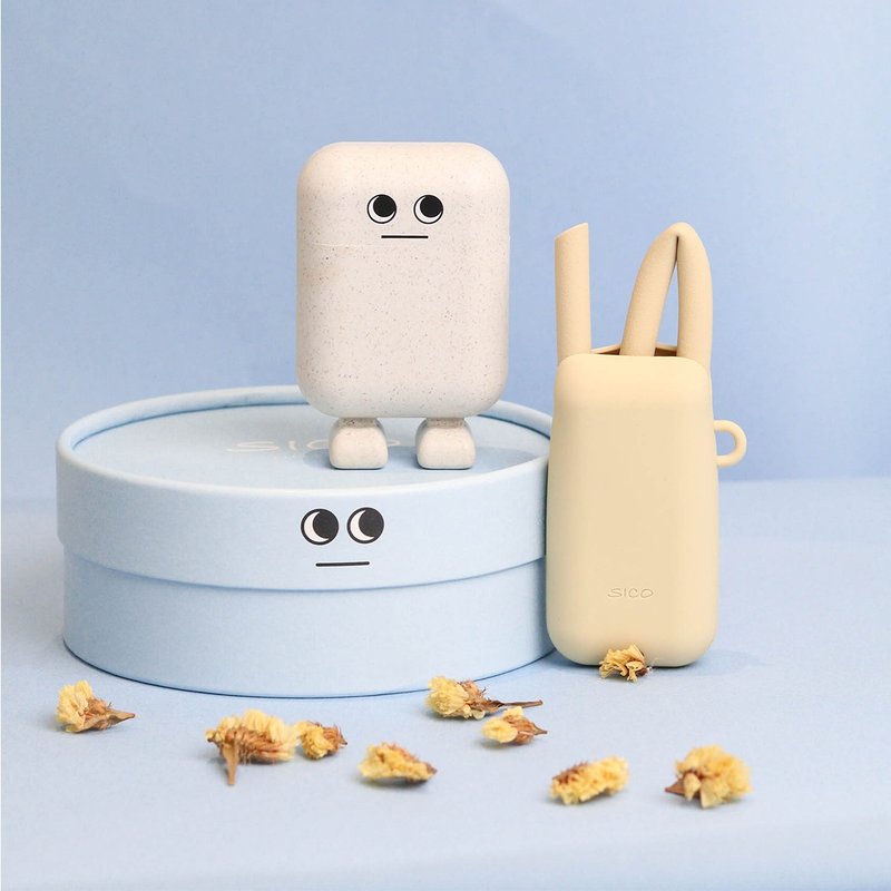 【SICO】一大一小吸管组 - 粗吸管 小吸管 杯垫 - 环保吸管 - 硅胶 白色