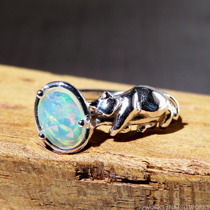 Rose cut Opal and Cat Ring - 戒指 - 宝石 多色