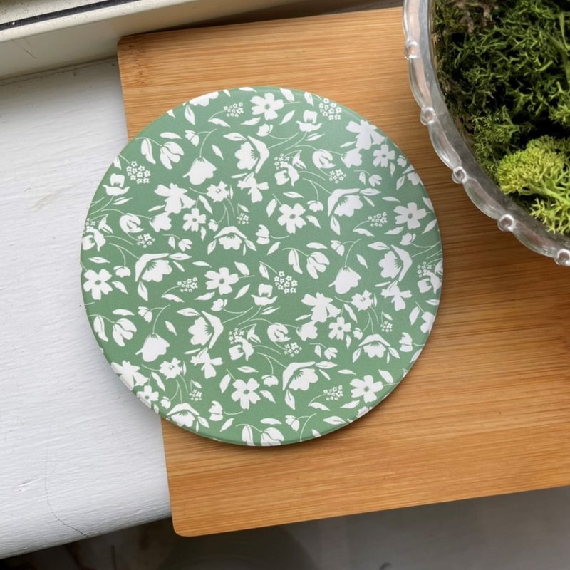 现货 品牌设计陶瓷杯垫 单色小花草款 - 杯垫 - 陶 