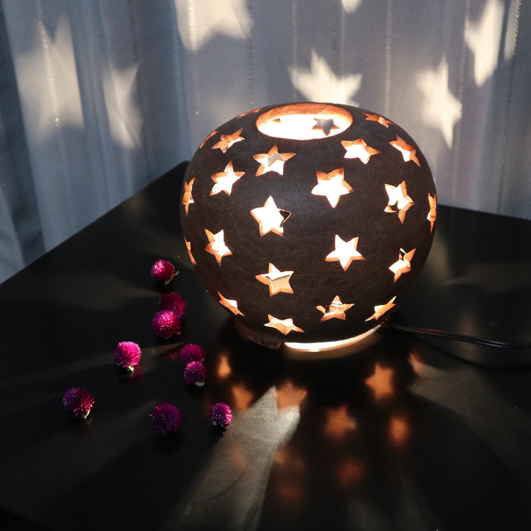 Lamp shade non-coated with glaze or paint handcrafted pottery by japanese artist - 蜡烛/烛台 - 陶 