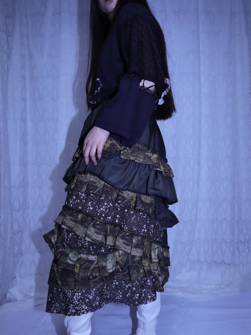 异素材不规则设计裙6003MEIKEIIN handmade - 裙子 - 其他材质 绿色