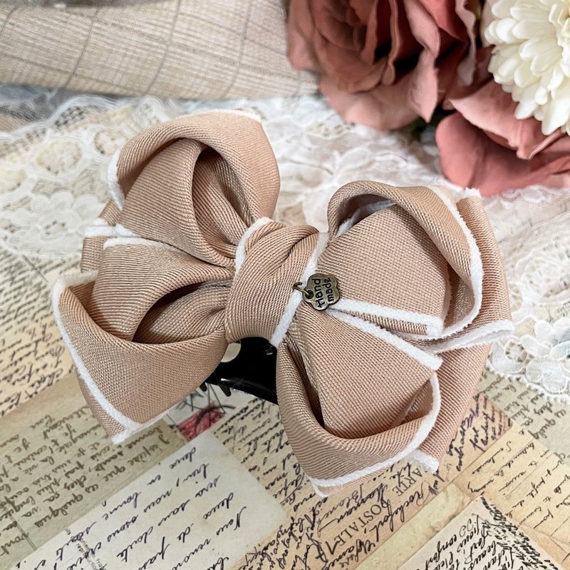 毛边多层立体蝴蝶结发圈 香蕉夹 马尾夹 弹簧夹 鲨鱼夹 大肠圈 - 发饰 - 其他材质 卡其色