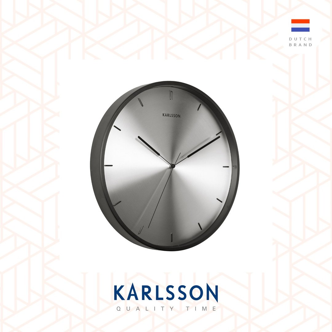 荷兰 Karlsson,Wall clock 40cm Finesse Nickel dial,black case - 时钟/闹钟 - 其他金属 银色