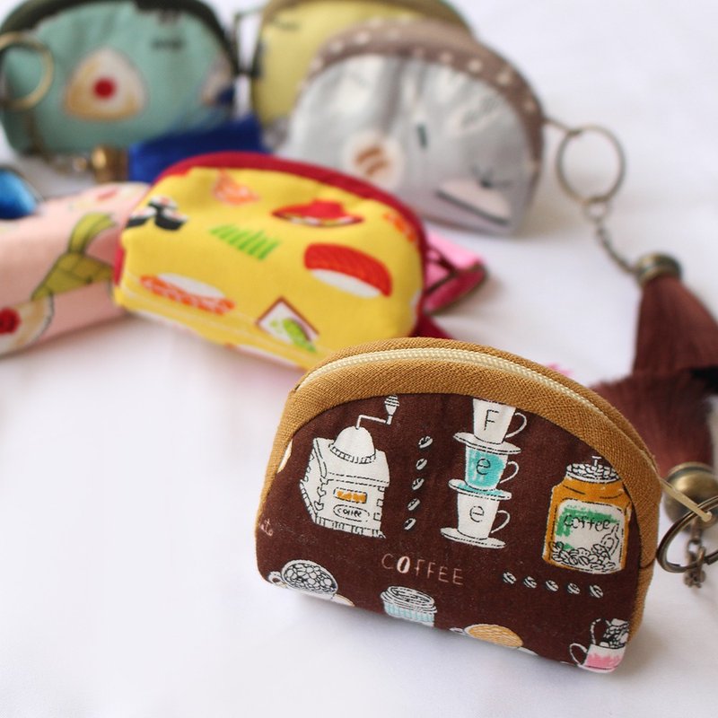 可爱食物图案钥匙零钱包(滚边款) 9色 - 零钱包 - 棉．麻 多色