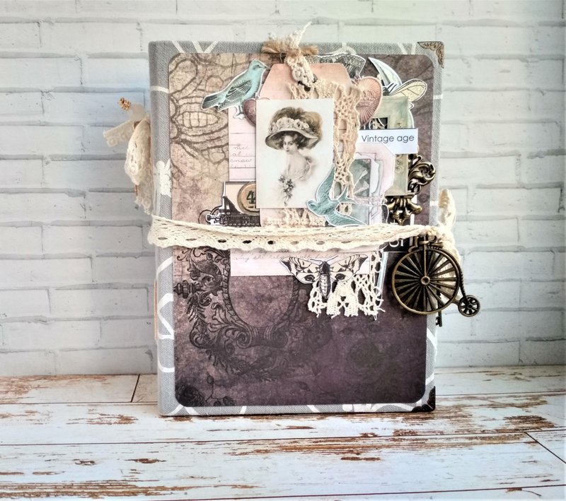 美丽的婚礼花束日记 手工制作的玫瑰笔记本 花边浪漫日记 - 笔记本/手帐 - 纸 咖啡色