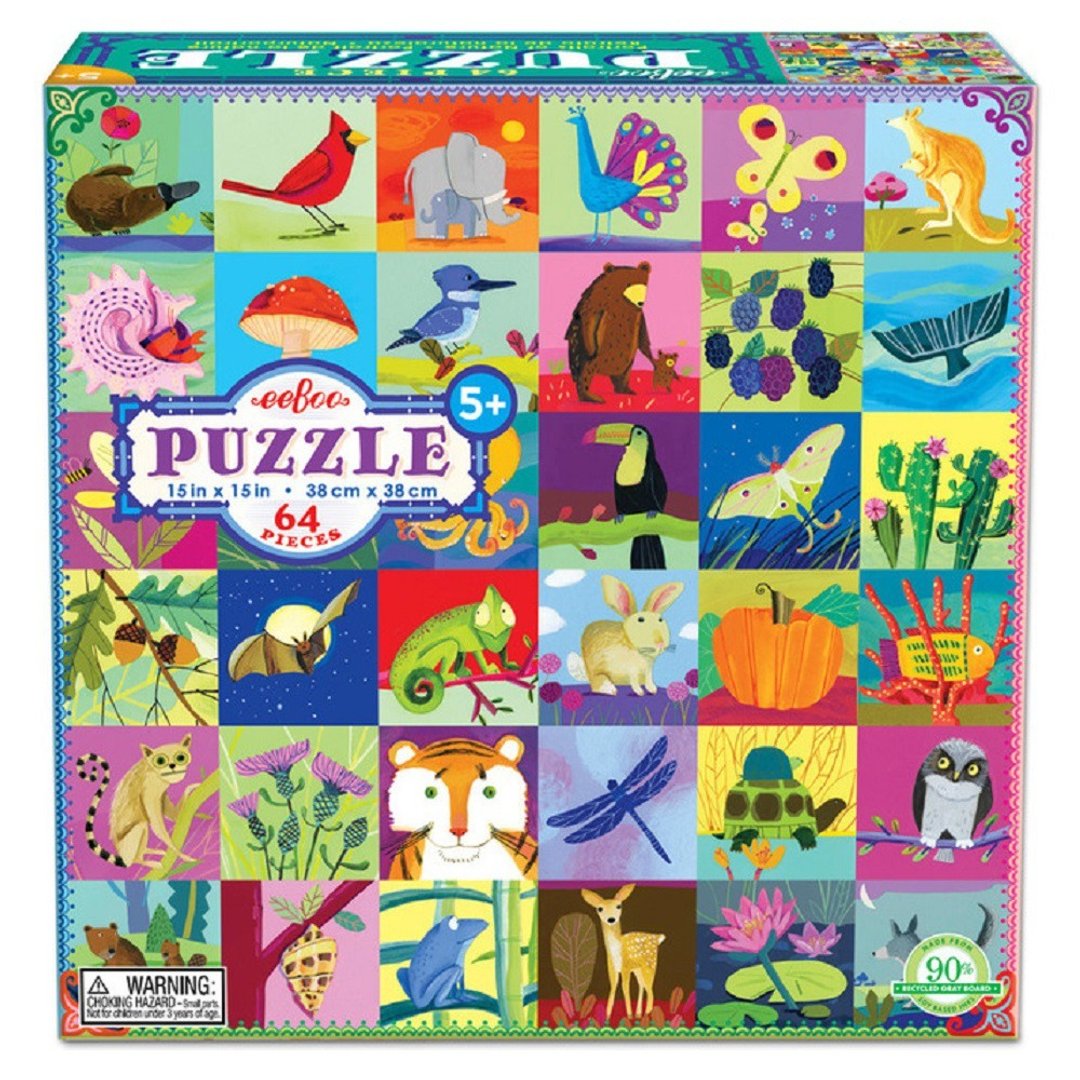 eeBoo 64片拼图- Portraits of Nature  64 Piece Puzzle自然肖像 - 拼图 - 纸 多色
