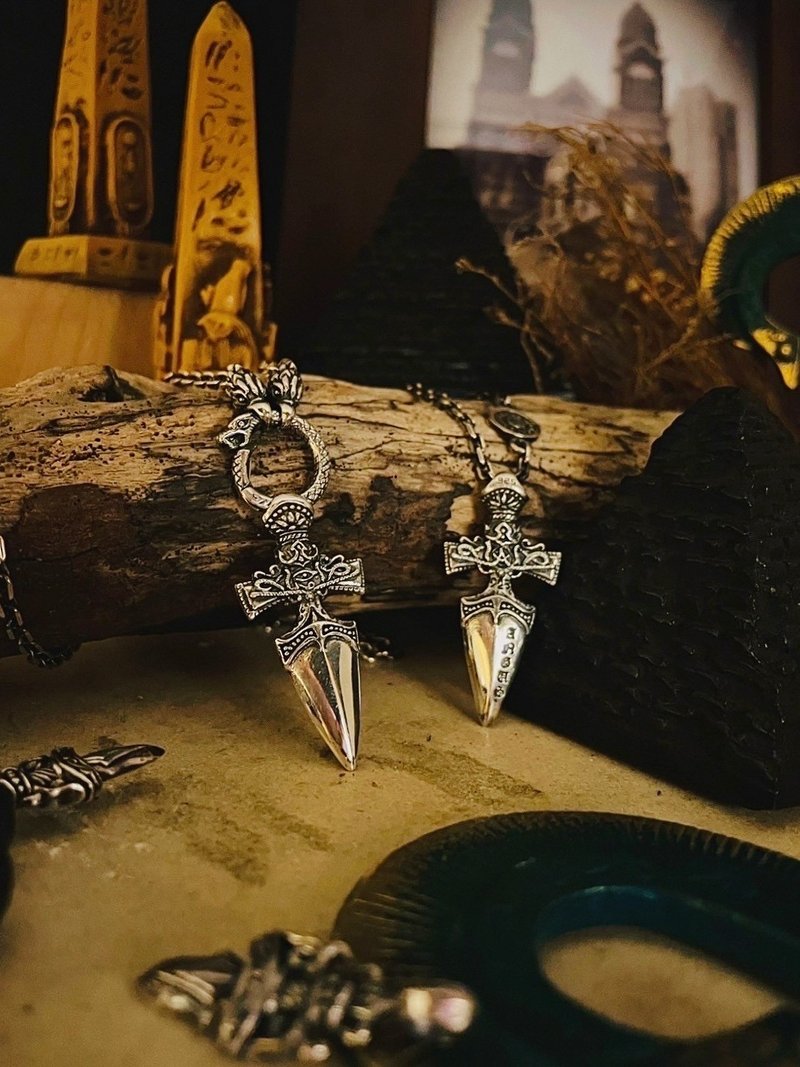 【埃及系列】轮回/埃及匕首/纯银/含皮绳,银链 - 项链 - 纯银 银色