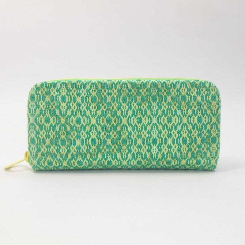 手织布 长夹08-嫰绿、浅绿x鲜绿 - 皮夹/钱包 - 棉．麻 绿色