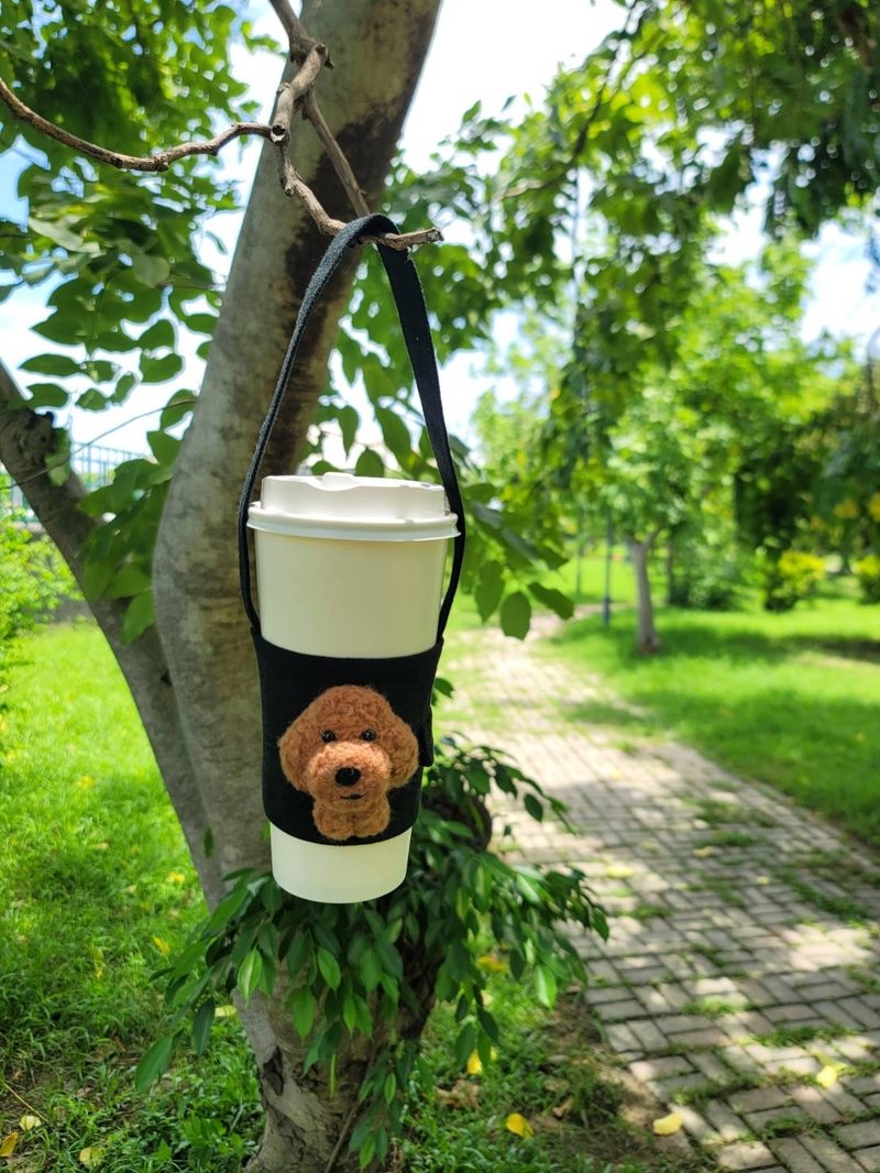 手工羊毛毡-红贵宾饮料袋 - 编织/刺绣/羊毛毡/裁缝 - 羊毛 