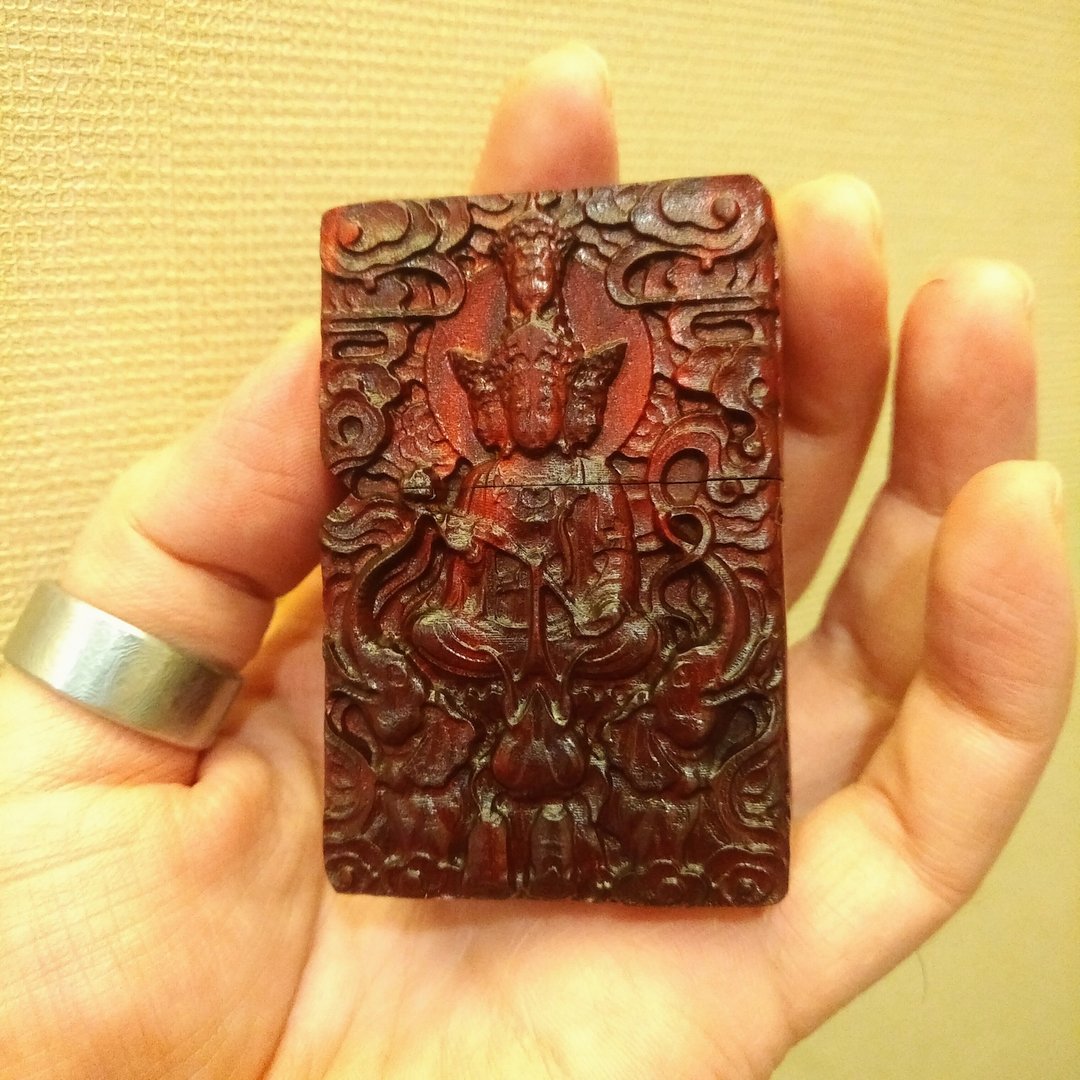 观音 立体雕刻紫檀木煤油打火机壳 ZIPPO替换壳 打火机装饰壳 - 其他 - 木头 