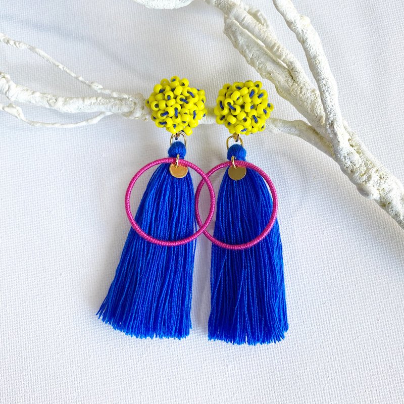 Merry Earrings Clip-On[Blue] - 耳环/耳夹 - 玻璃 蓝色