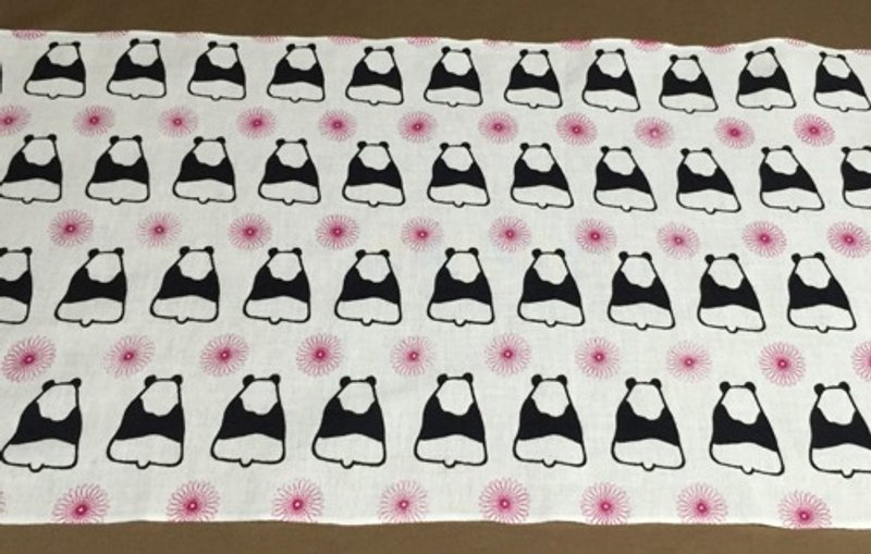 Heureux Panda 是一只面向后的 Tenugui Panda & Guruguru - 其他 - 棉．麻 