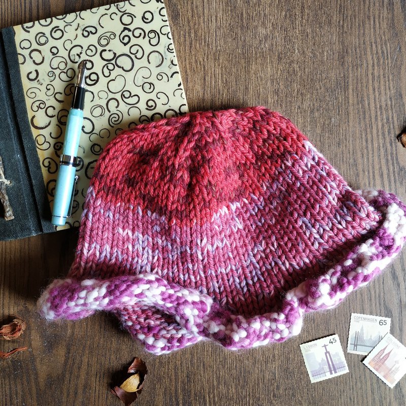 纯手工纯羊帽宽檐遮阳帽-蝴蝶兰 - 帽子 - 羊毛 