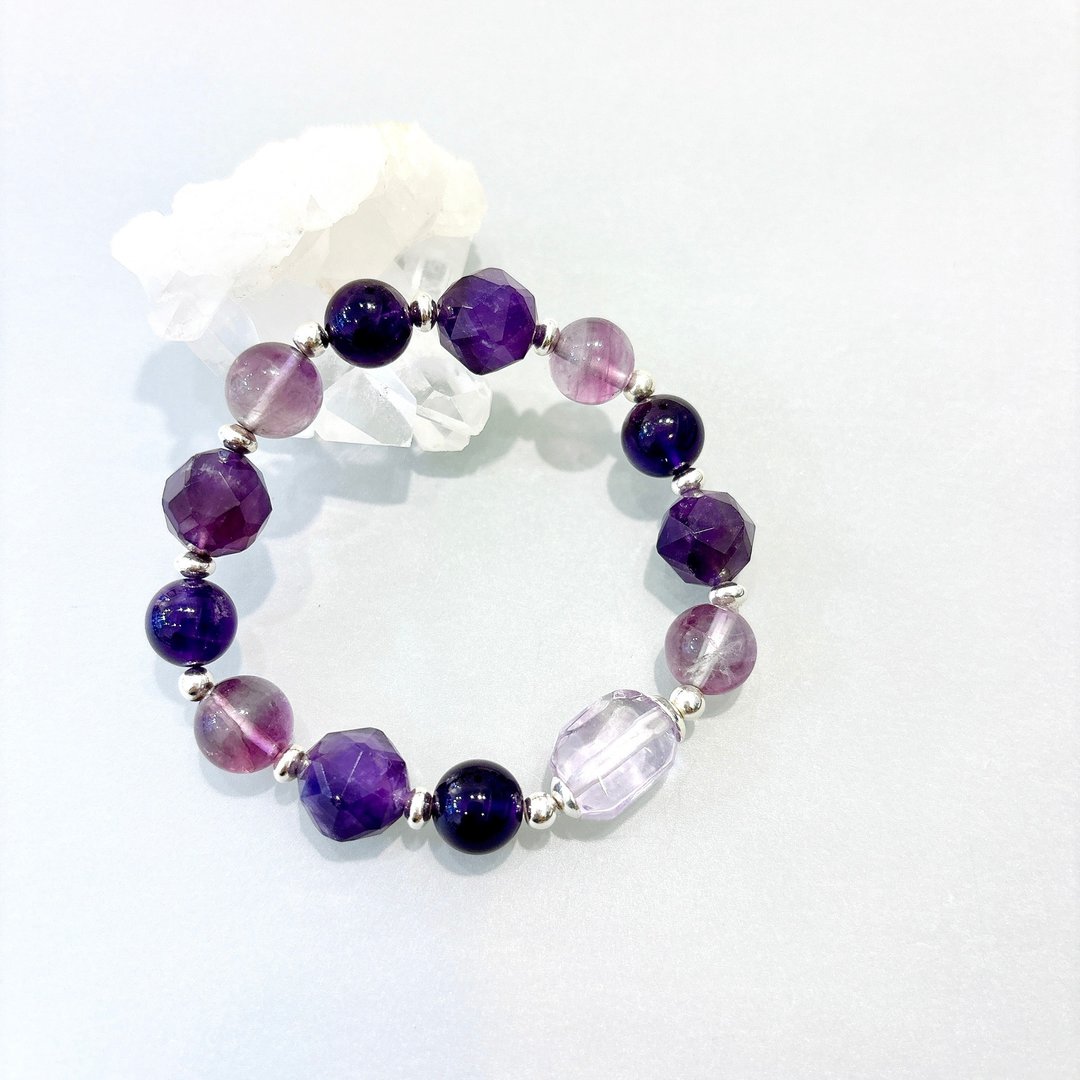 Ops Amethyst silver bracelet-紫水晶/纯银/礼物/手链/细致/梦幻 - 手链/手环 - 宝石 紫色