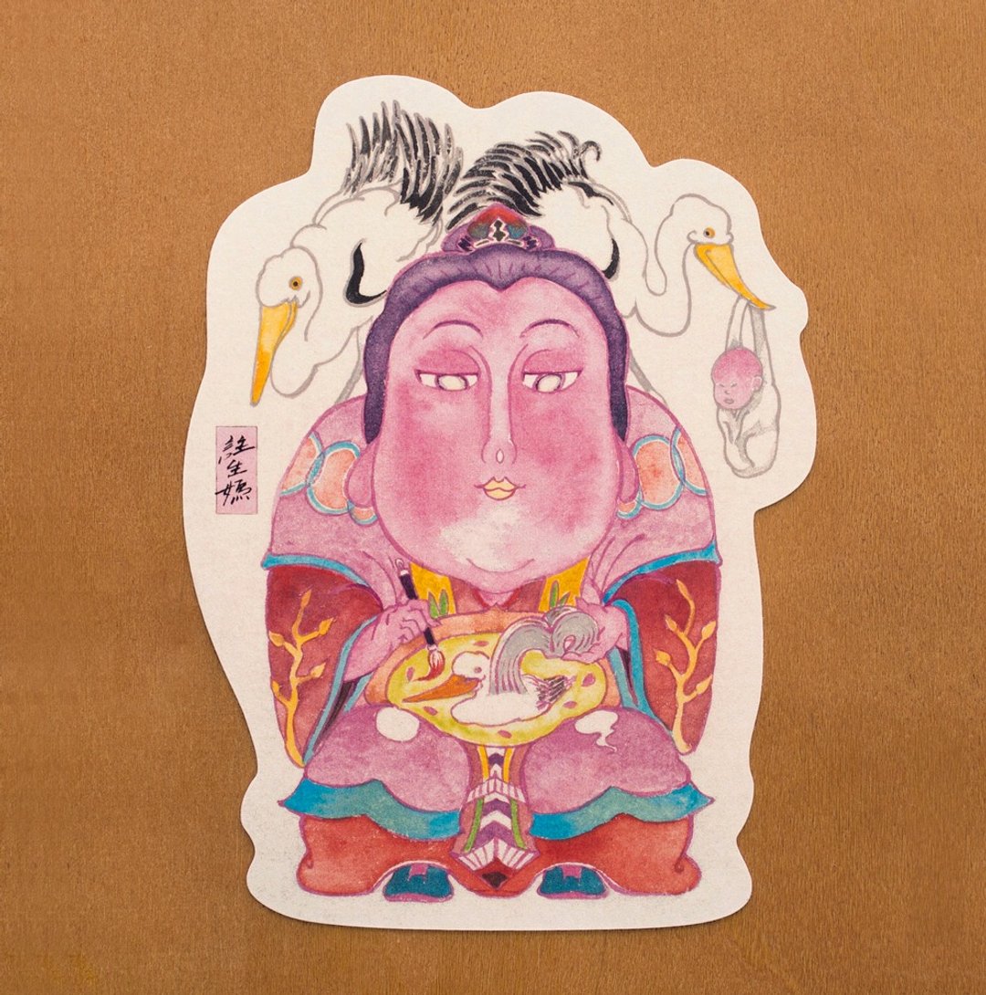 神明造型明信片-注生娘娘  祝好孕,保佑孩子健康平安 - 卡片/明信片 - 纸 粉红色