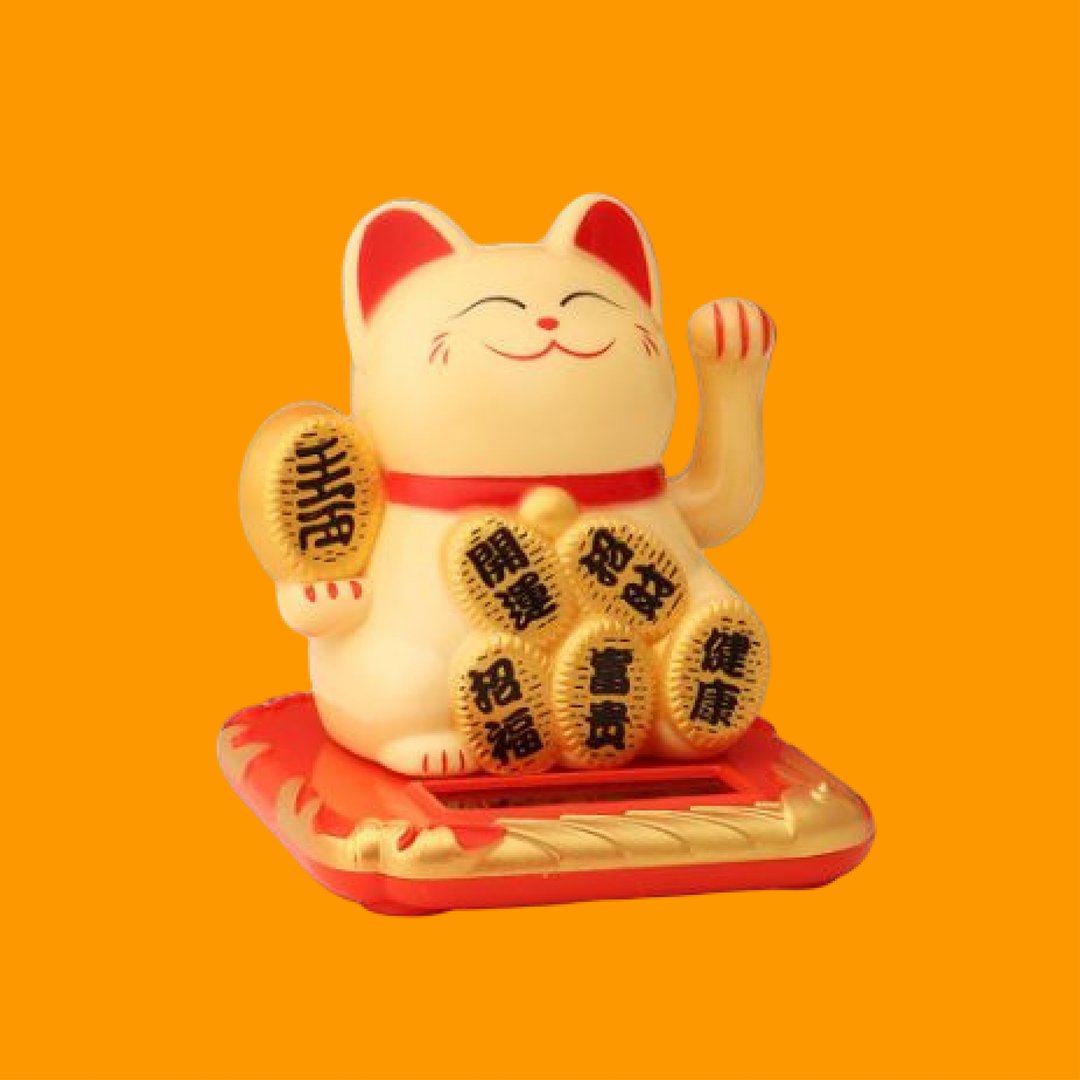 保庇BOBEE 中国太阳能招财猫 2.5寸太阳能摇手招财猫 - 开运黄 - 摆饰 - 其他金属 黄色
