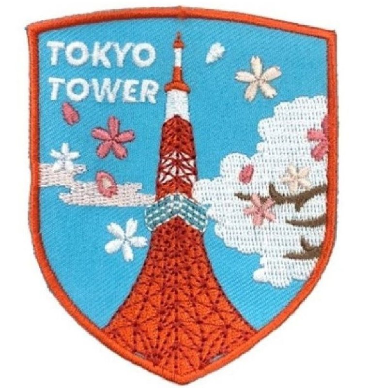 日本 东京铁塔 TOKYO 服装补丁饰品背胶补丁贴 DIY袖标 INS打卡地 - 徽章/别针 - 绣线 多色