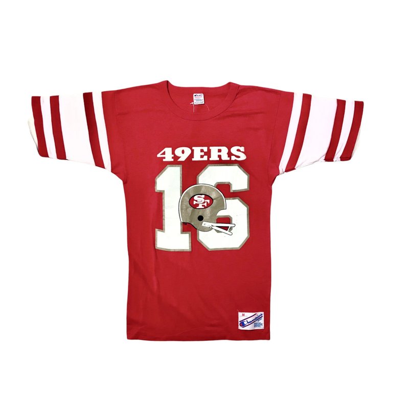 古着80年代Champion 旧金山49人橄榄球T - 男装上衣/T 恤 - 棉．麻 红色
