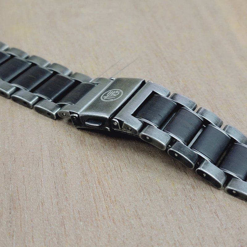 升级再造黑檀木 × 复古银不锈钢 Apple Watch 表带 - 表带 - 环保材料 多色