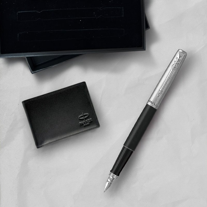 Parker 派克Jotter原创系列(铝杆)雾黑钢笔牛皮短夹礼盒 - 钢笔 - 其他金属 黑色