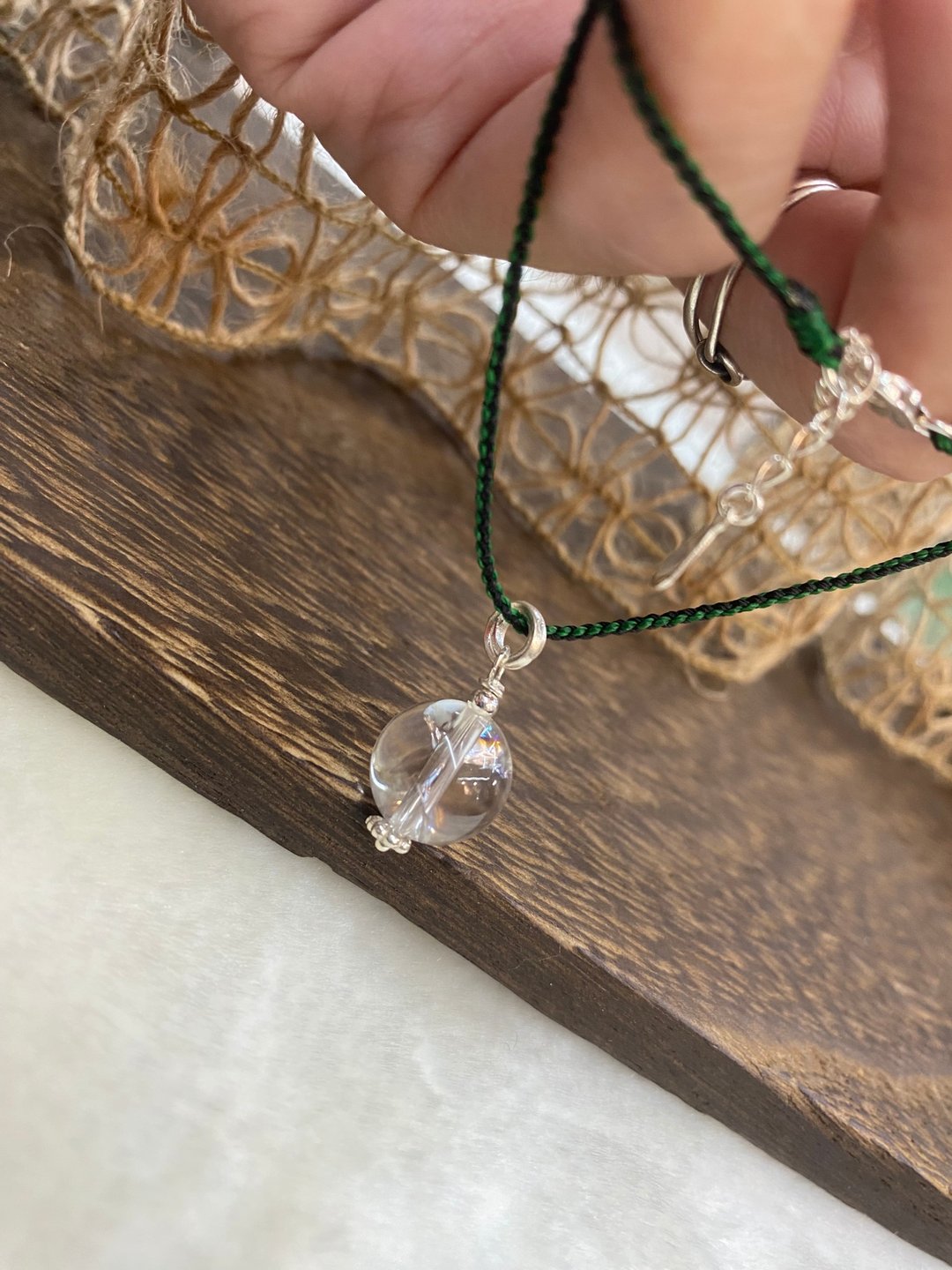 阿赛斯特莱白水晶  编绳项链 定制颜色 - 项链 - 纯银 