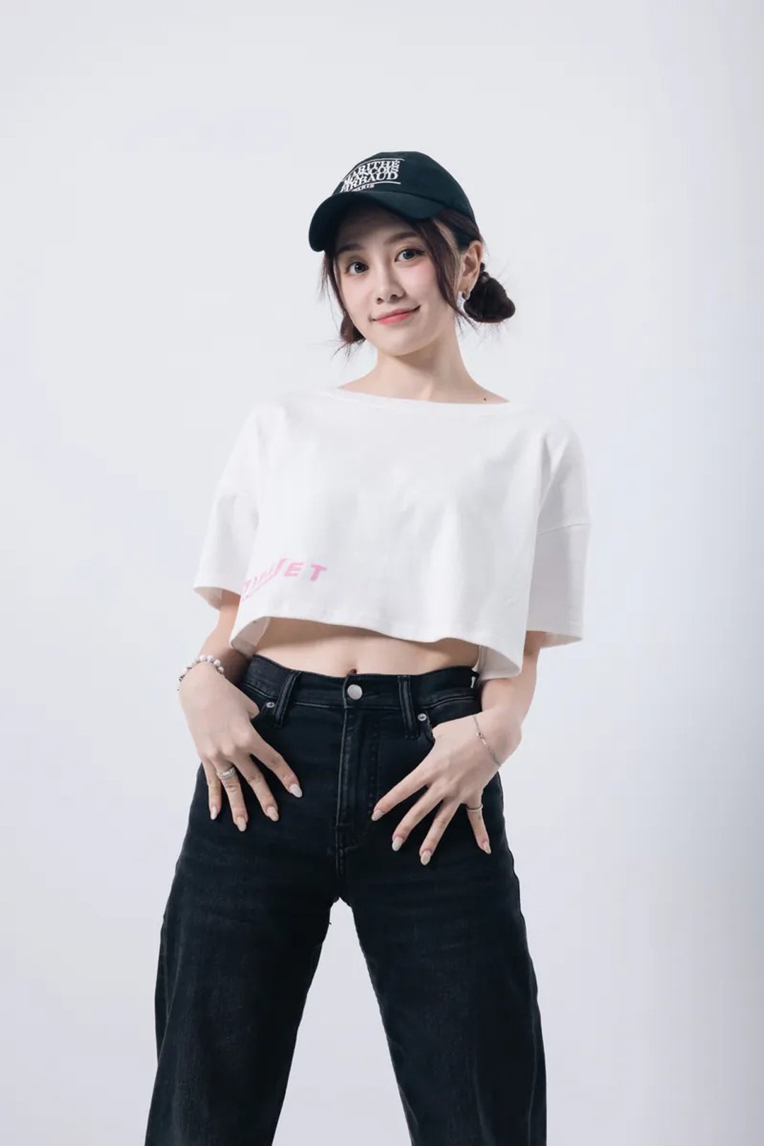 MJC女短版超厚磅抗菌纯棉T 纯白 - 女装 T 恤 - 棉 黑色