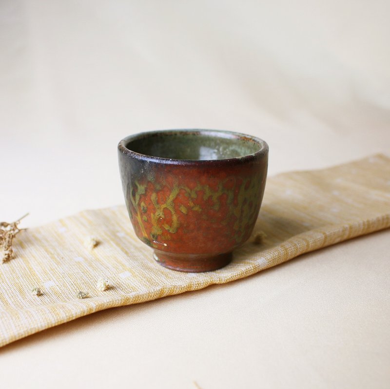 高握杯 灰釉彩 新彩烧 柴烧陶艺 手作作品 | 圭窑 礼物 杯具 - 茶具/茶杯 - 陶 橘色