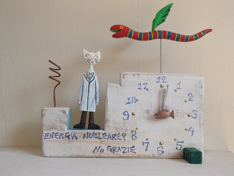 Dr. Strange Cat Clock ( red ) - 时钟/闹钟 - 木头 白色