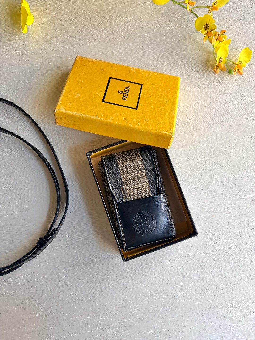 中古正品 Fendi 芬迪 真皮收纳盒 短夹 卡片套 香烟盒 小钱包 - 皮夹/钱包 - 真皮 黑色