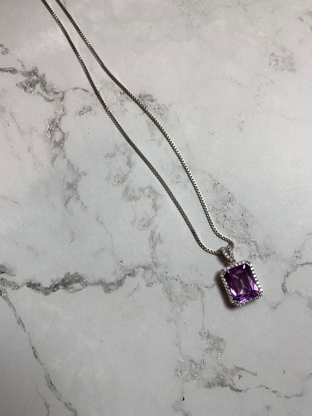 方钻切紫水晶项链 - 项链 - 宝石 紫色