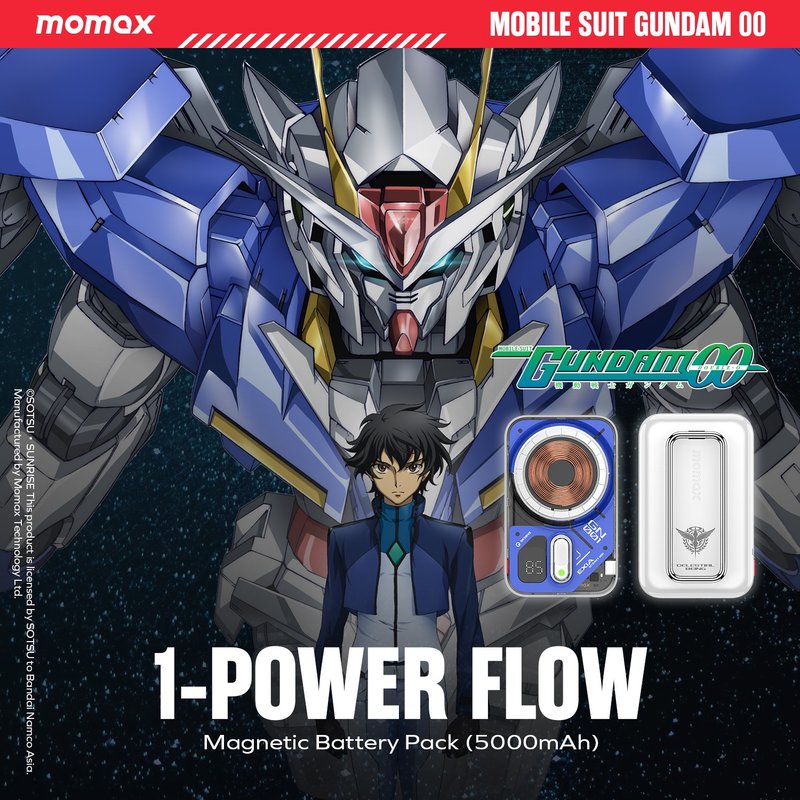 Momax x Gundam 1-Power Flow 能天使高达 5000mAh 磁电宝 IP126G - 充电宝/传输线 - 玻璃 白色