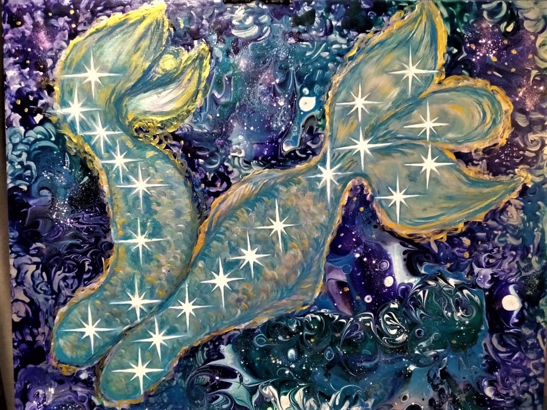 Pisces constellation Original acrylic painting on canvas - 海报/装饰画/版画 - 其他材质 多色