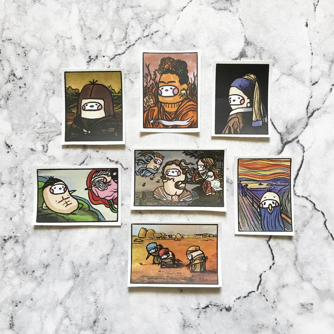 布籽生物 世界名画 插画贴纸 - 贴纸 - 纸 多色