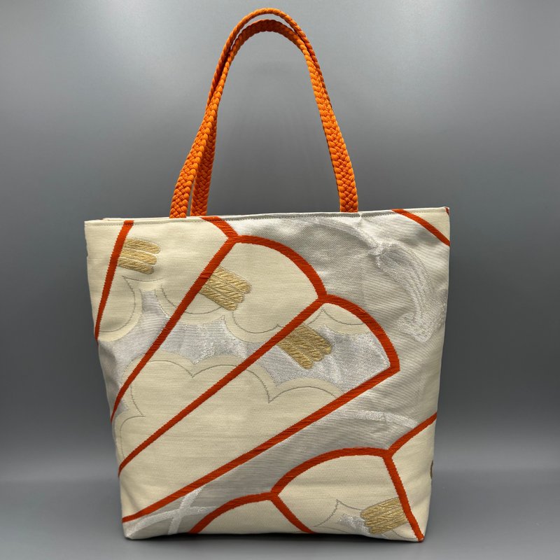 和服 腰带 腰带绳 手工 托特包 改造 银线 - 手提包/手提袋 - 丝．绢 白色