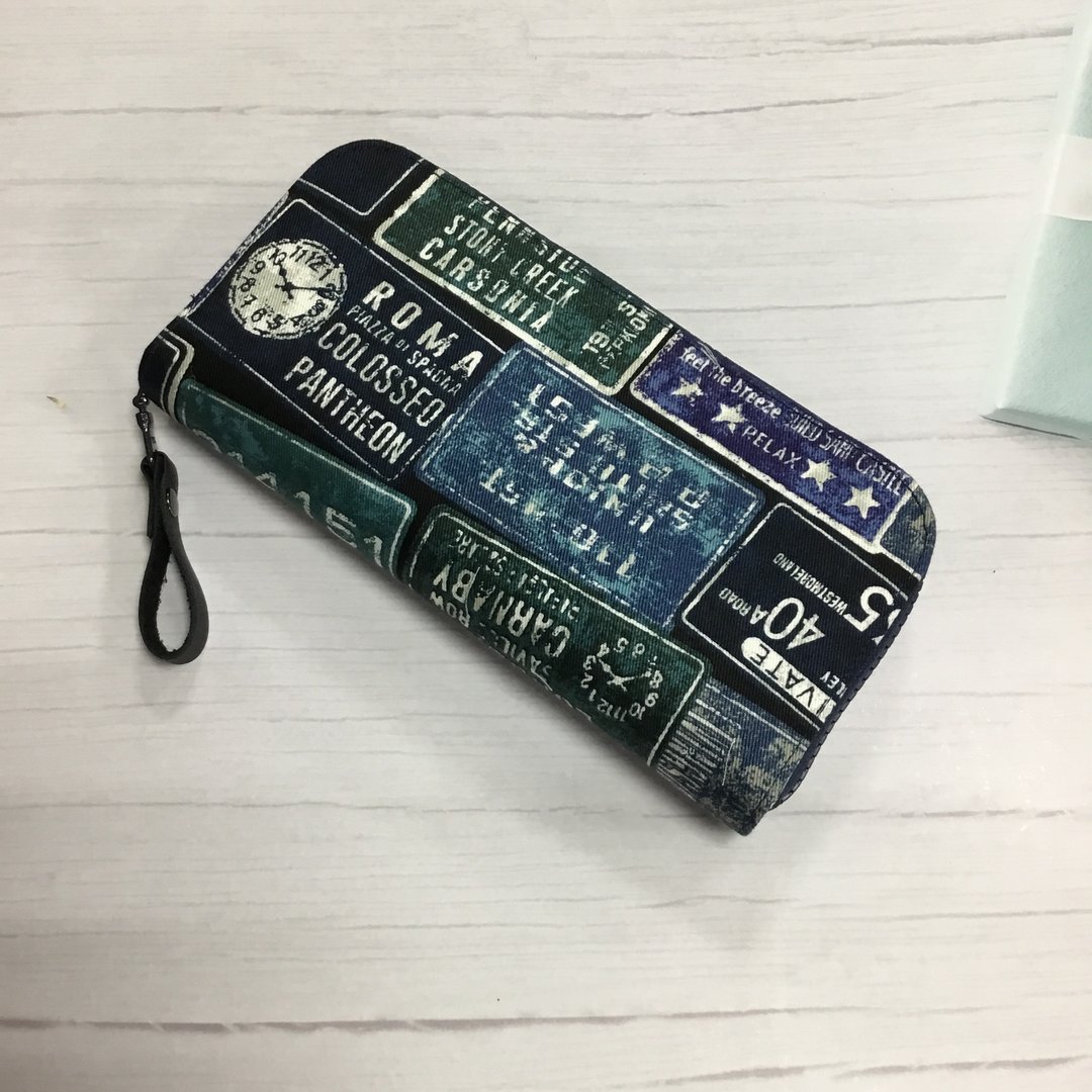 幸运招财丰巢长夹 - 复古招牌 - 皮夹/钱包 - 棉 黑色
