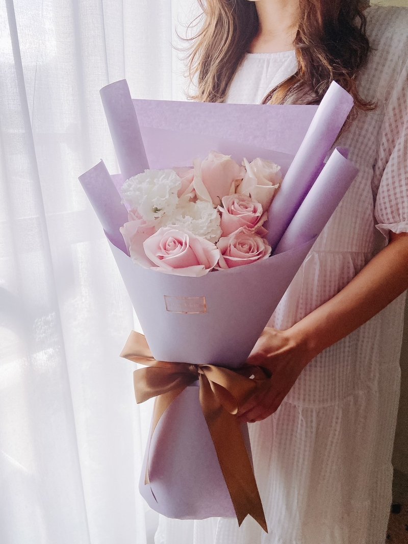 【日式花束】粉色温柔鲜花花束 母亲节花束 鲜花 - 干燥花/捧花 - 植物．花 粉红色