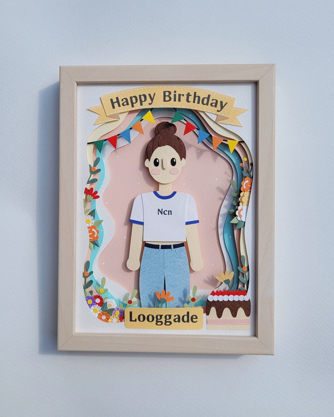 Layered custom papercut frame: birthday theme. - 画框/相框 - 纸 