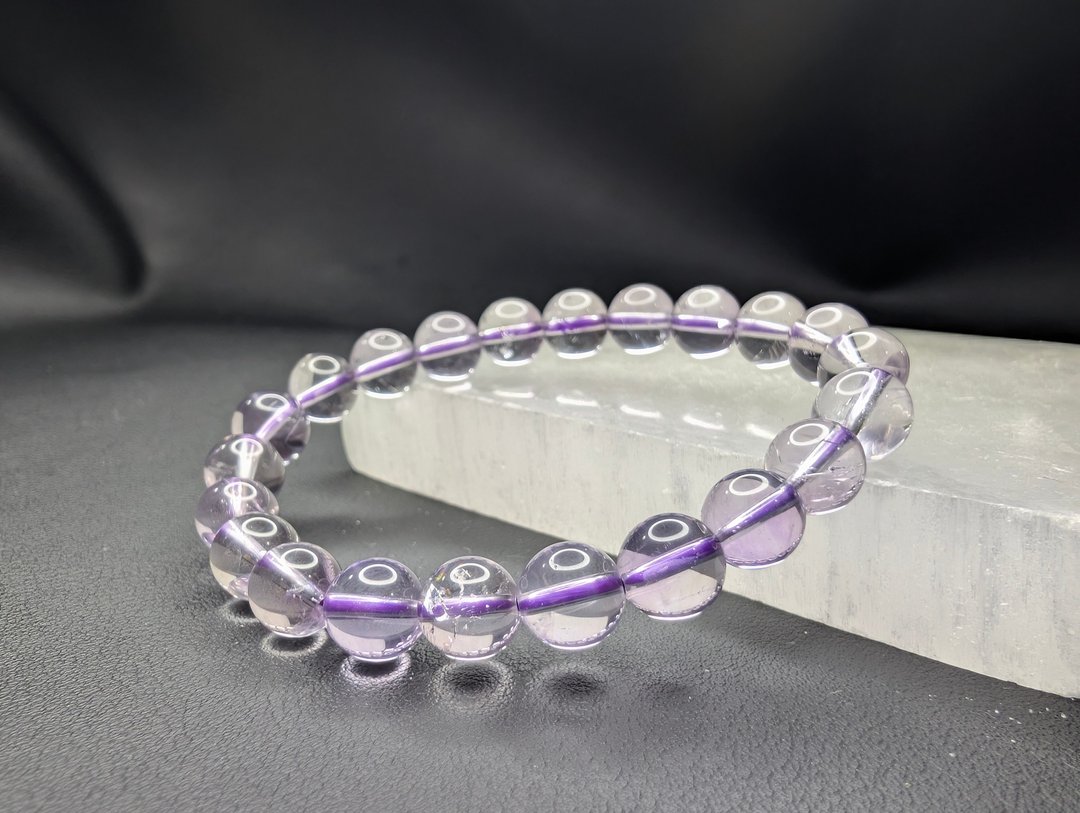 紫水晶 Amethyst 9mm 手串 手链 天然水晶 水晶 - 手链/手环 - 水晶 紫色