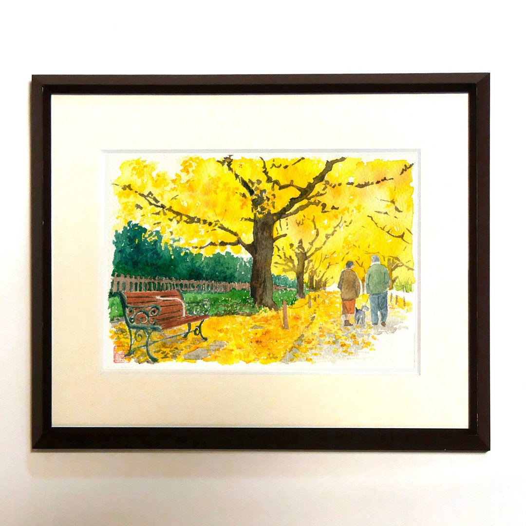 | Yellow leaves of Jingu Gaien | Watercolor/reproduction/framed item - 海报/装饰画/版画 - 纸 