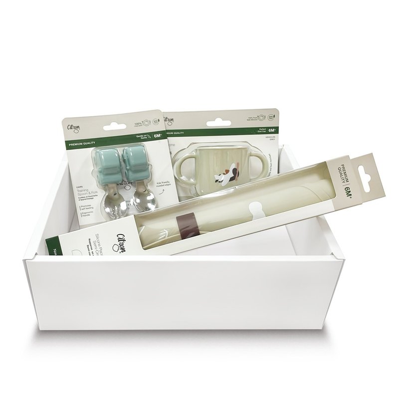 快速出货【Citron】幼儿餐具礼盒(硅胶杯+餐垫+餐具两件)两款可选 - 儿童餐具/餐盘 - 硅胶 多色