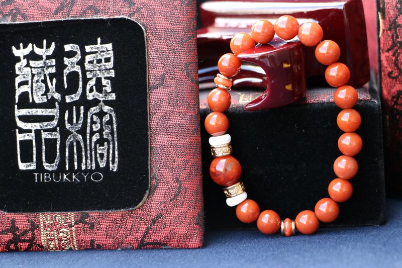 原矿无染色精品柿子红南红玛瑙手珠8mm 定制化佛珠念珠珠宝设计 - 手链/手环 - 宝石 