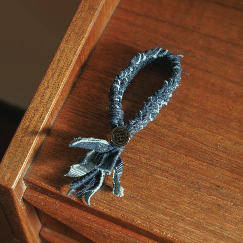 家庭兄弟－零废缇花丹宁编织手环－海军蓝 - 手链/手环 - 棉．麻 