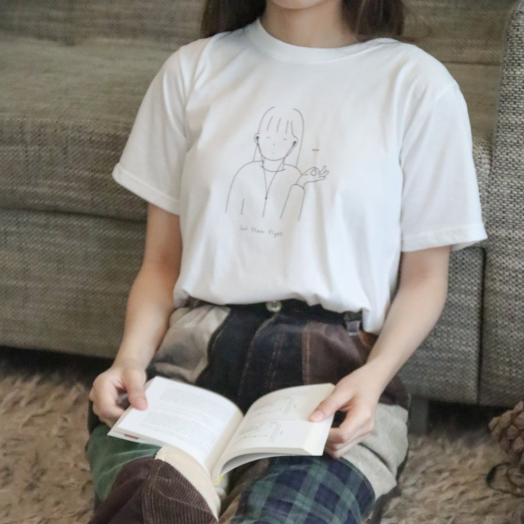 T-shirt - let them fight - 女装 T 恤 - 棉 白色