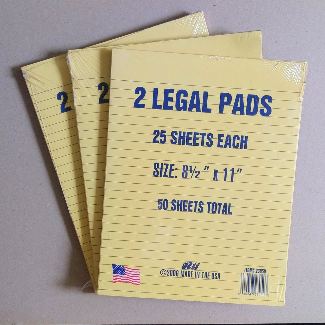 美国老物  2LEGAL PADS美国制 黄页横条纹笔记本/便条纸 - 笔记本/手帐 - 纸 黄色